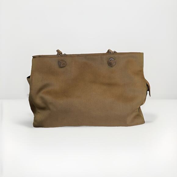 Salvatore Farragamo Handbag shoulder leather brown tan canvas bag authentic - Picture 3 of 16